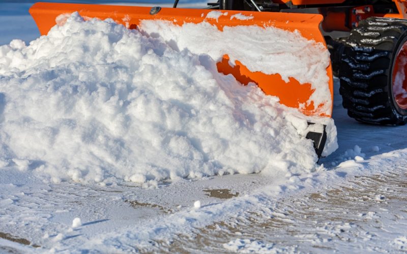 Snow,Removal,From,Driveway,With,Snowplow.,Winter,Weather,Safety,,Home